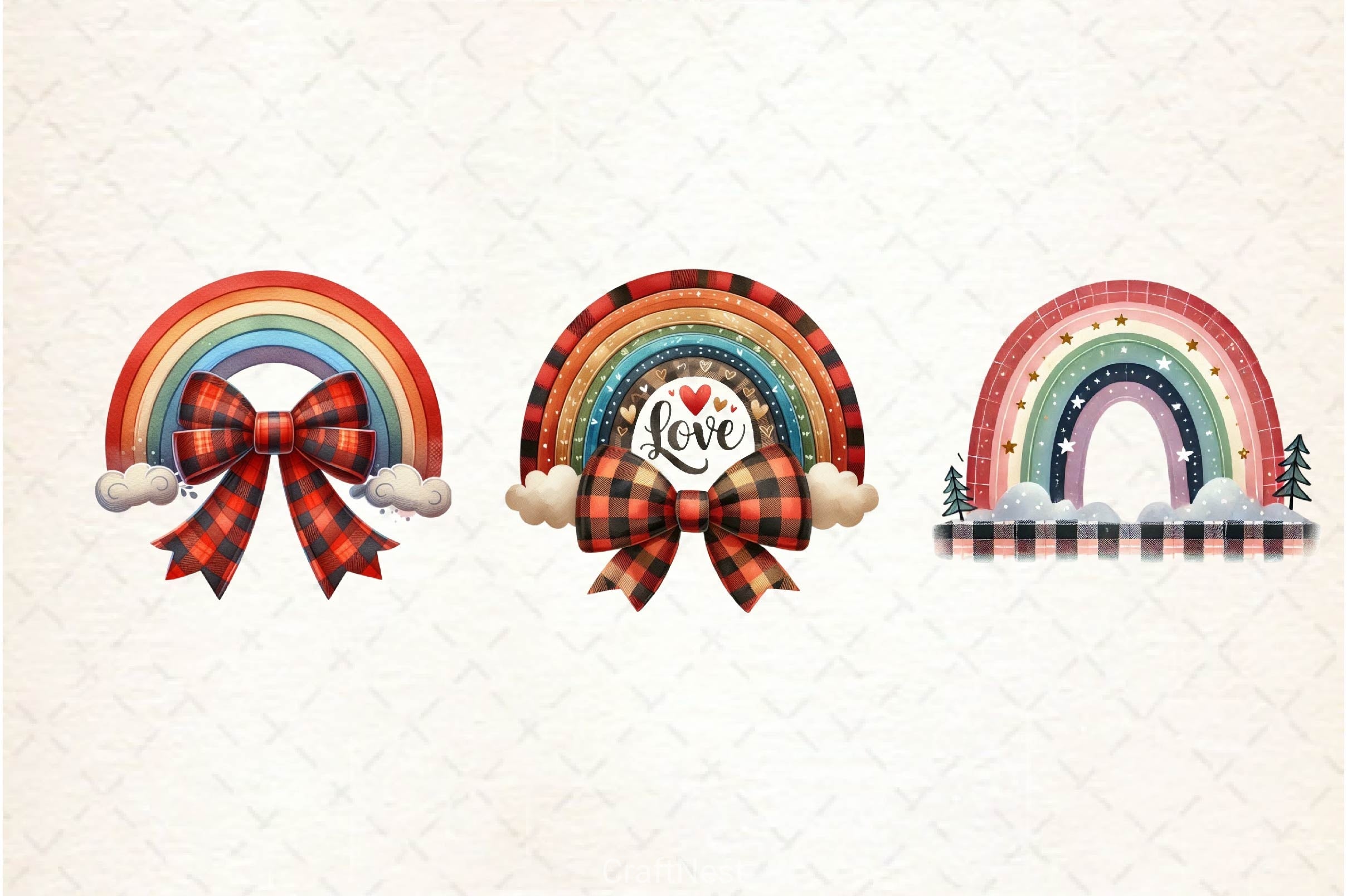 Buffalo Plaid Valentine's Rainbow Clipart Bundle - CraftNest - Digital Crafting and Art