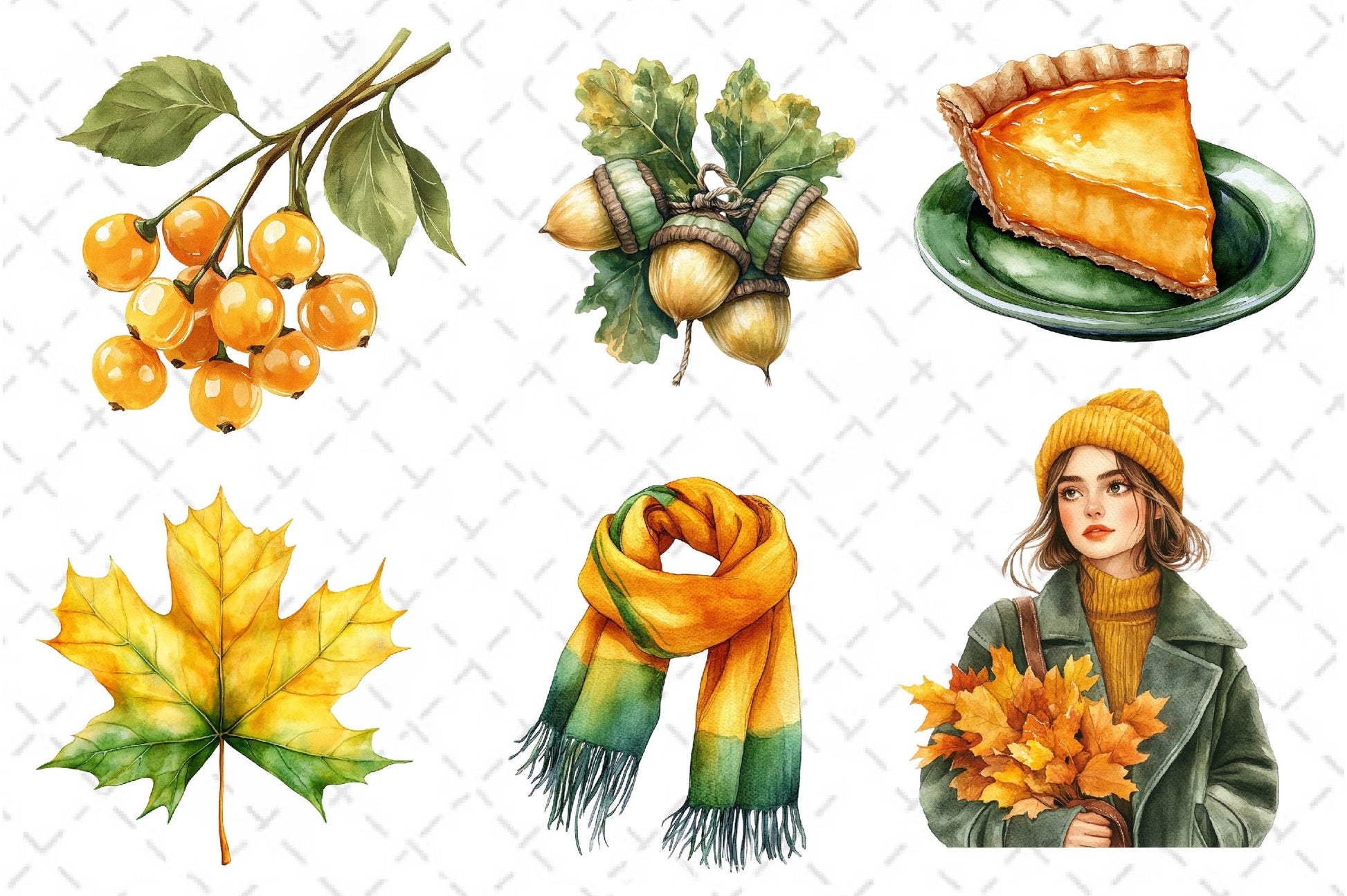 Yellow & Green Autumn Clipart Bundle - CraftNest - Digital Crafting and Art