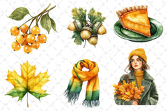 Yellow & Green Autumn Clipart Bundle - CraftNest - Digital Crafting and Art