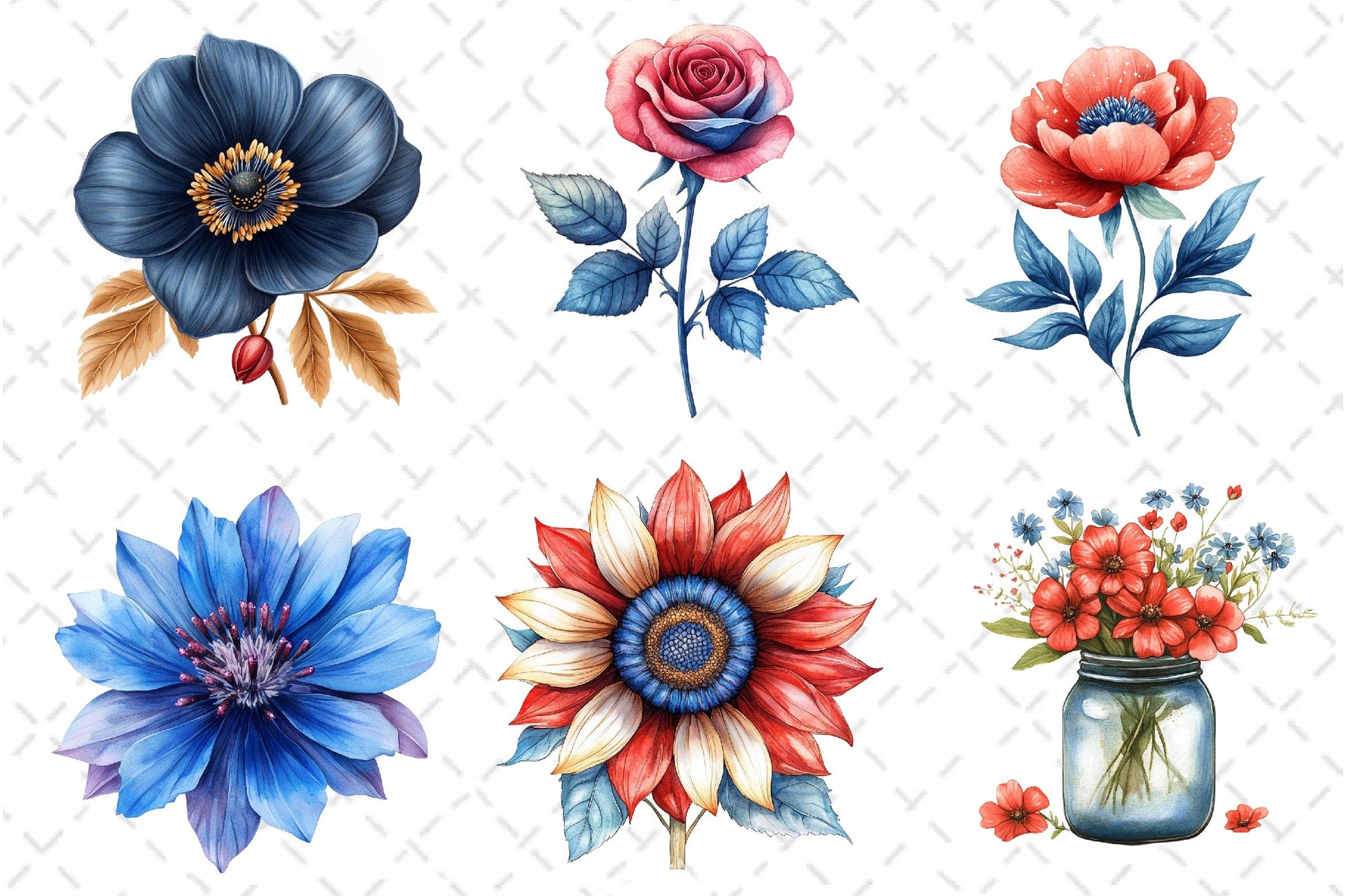 Patriotic Floral Clipart Bundle - CraftNest - Digital Crafting and Art