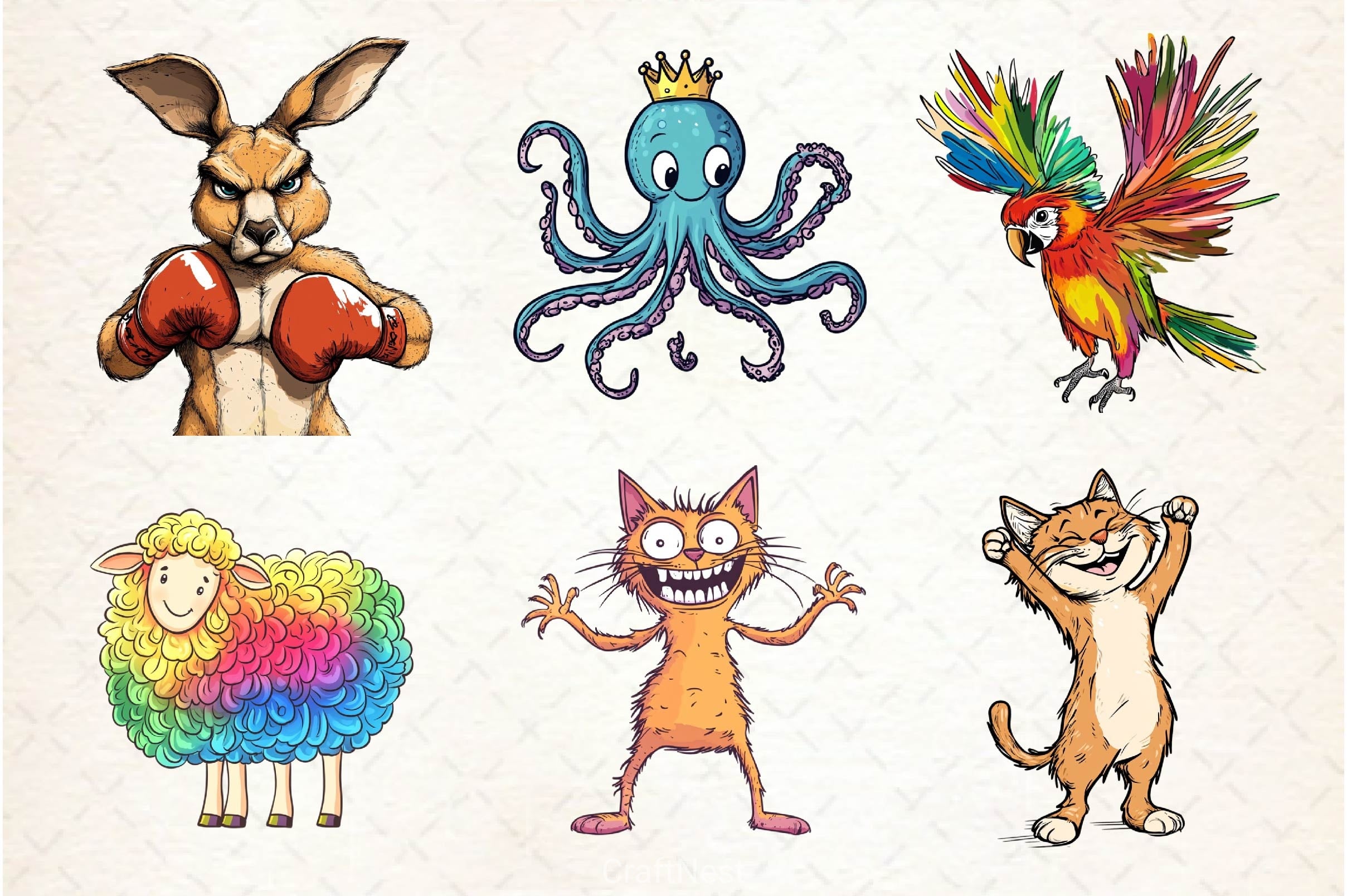 Funny Quirky Animals Clipart Bundle 2 - CraftNest - Digital Crafting and Art