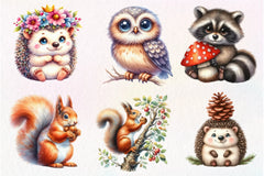 Cute Woodland Animal Clipart Bundle - CraftNest - Digital Crafting and Art