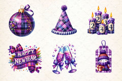 Purple New Year Clipart Bundle - CraftNest - Digital Crafting and Art