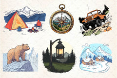 Vintage Mountain Adventure Clipart Bundle 2 - CraftNest - Digital Crafting and Art