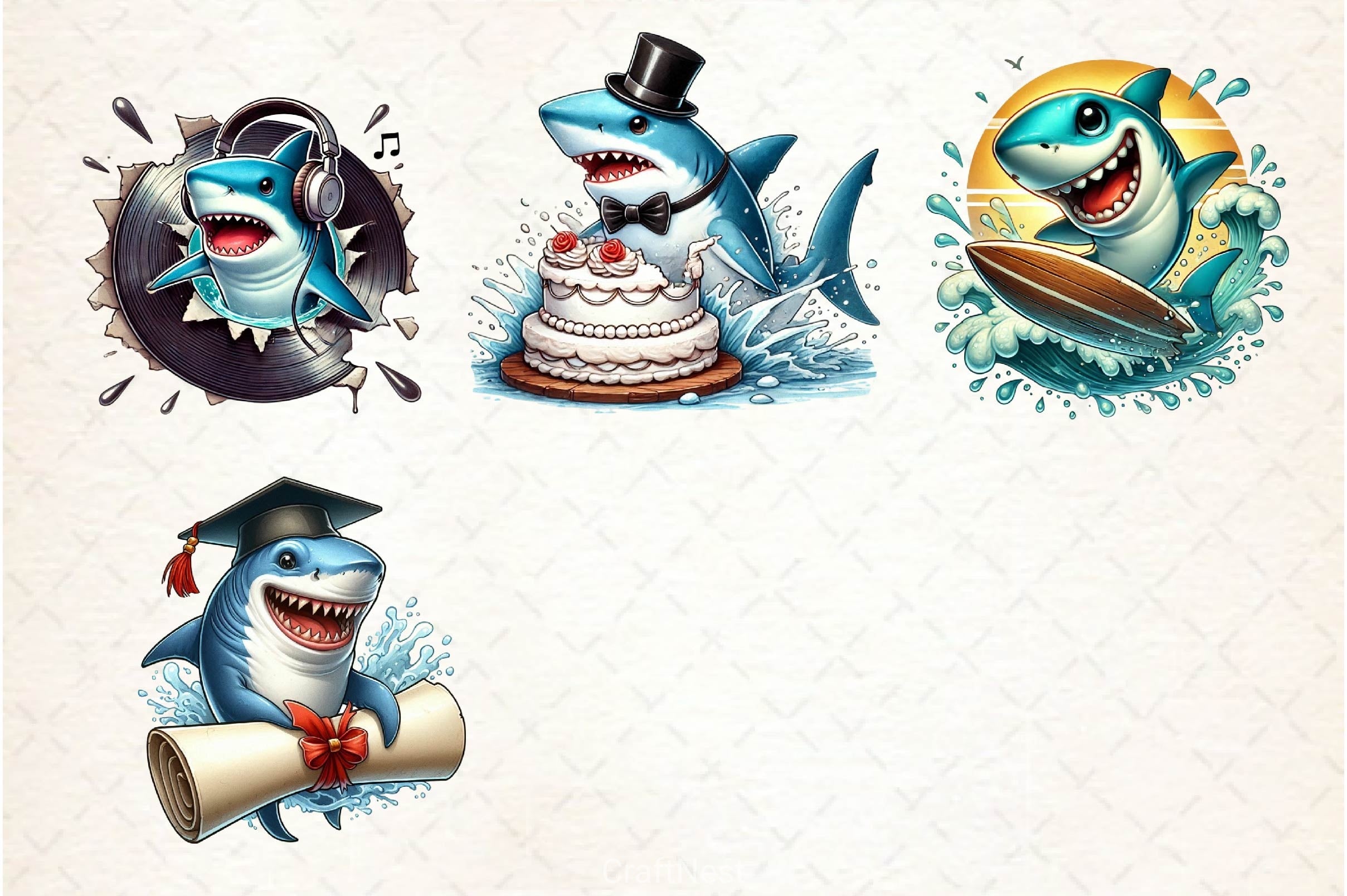 Funny Shark Break Through Clipart Bundle - CraftNest - Digital Crafting and Art