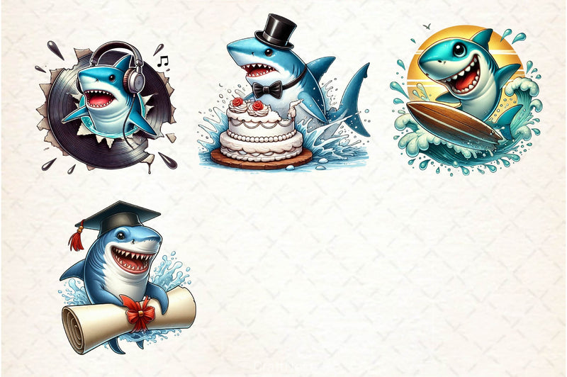 Funny Shark Break Through Clipart Bundle - CraftNest - Digital Crafting and Art