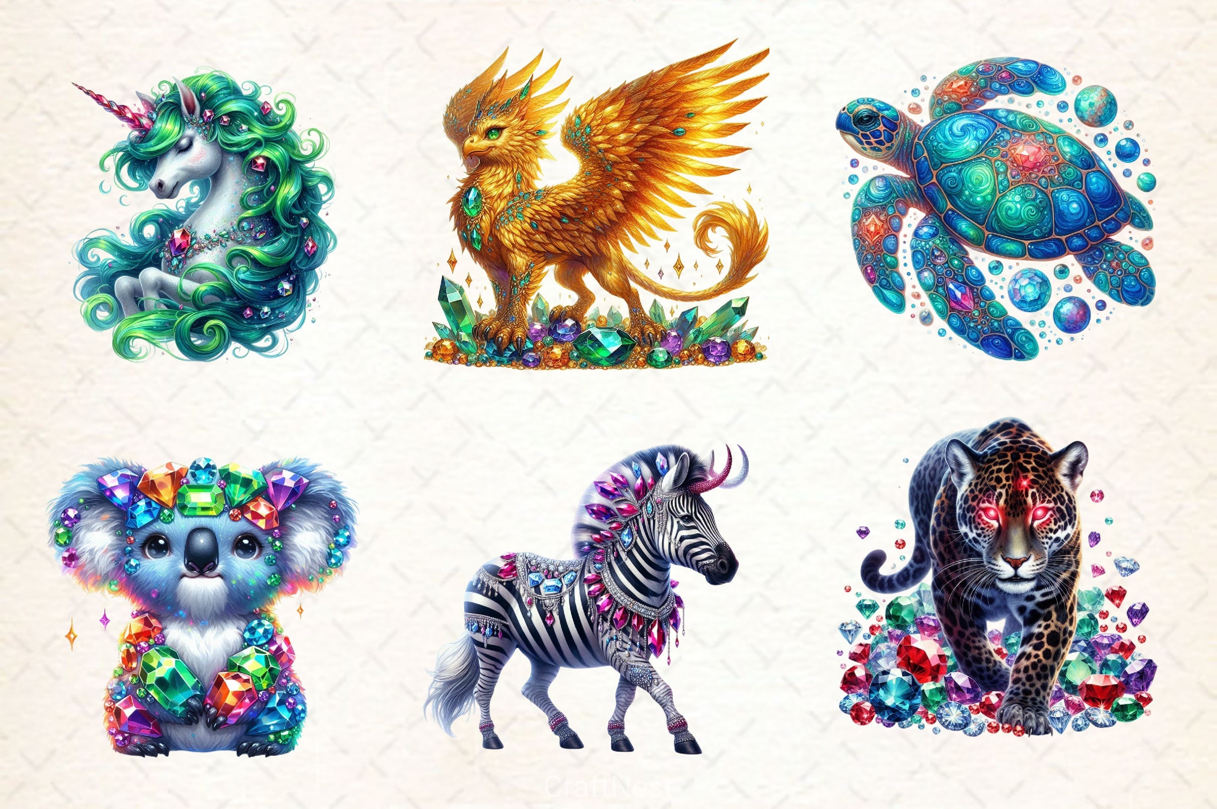 Gemstone Fantasy Animals Clipart Bundle - CraftNest - Digital Crafting and Art