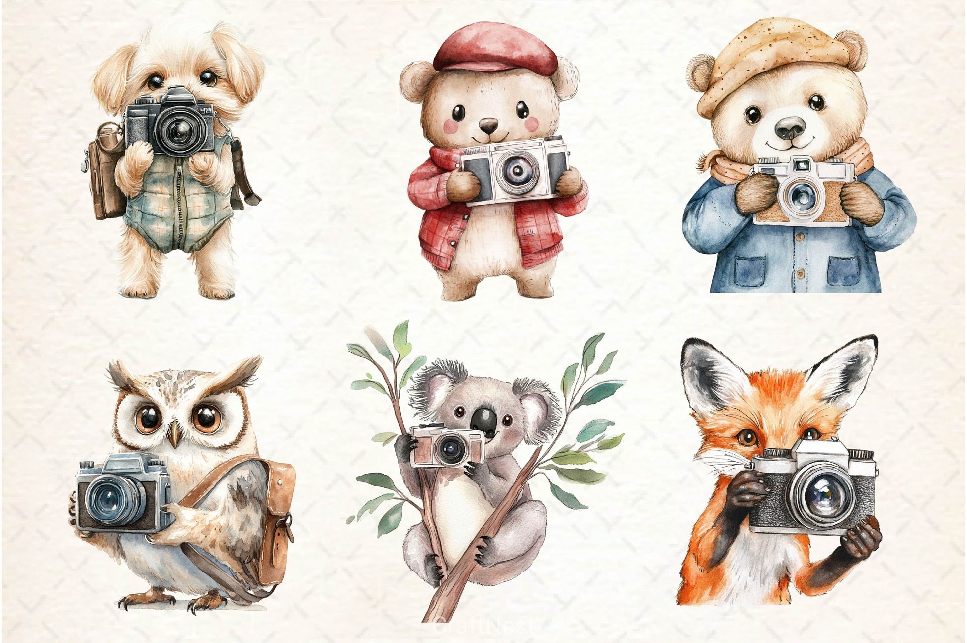 Cute Animals Photographer Clipart Bundle 2 - CraftNest - Digital Crafting and Art