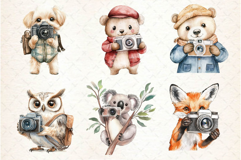 Cute Animals Photographer Clipart Bundle 2 - CraftNest - Digital Crafting and Art