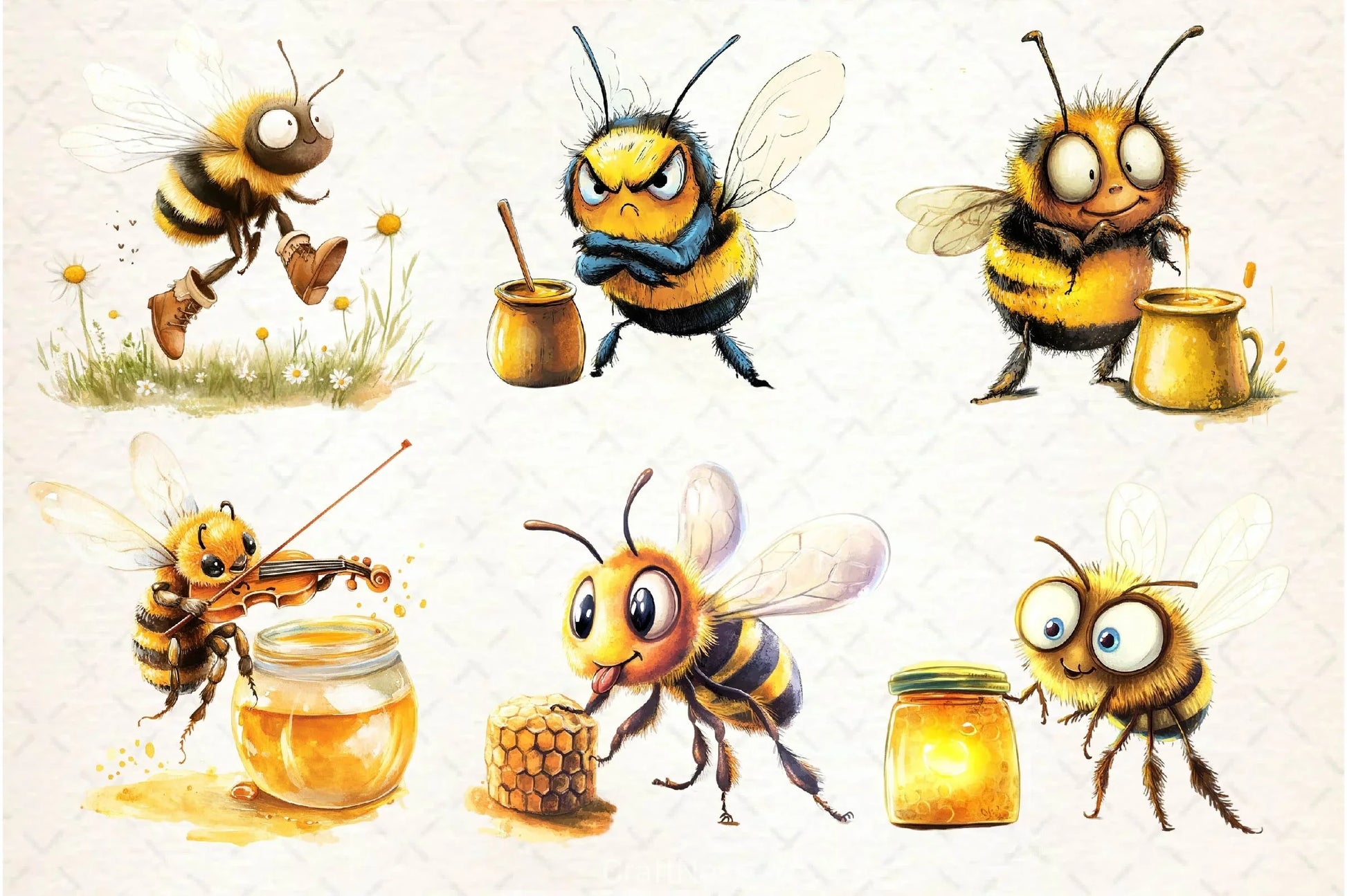 Vintage Bee Expressions Collection Clipart Bundle - CraftNest - Digital Crafting and Art
