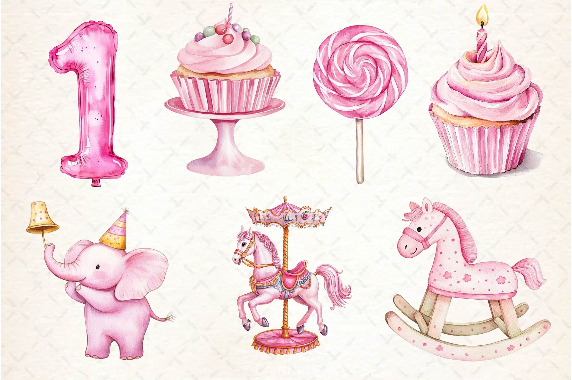 Pink Kids Birthday Clipart Bundle - CraftNest - Digital Crafting and Art