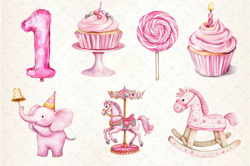 Pink Kids Birthday Clipart Bundle - CraftNest - Digital Crafting and Art