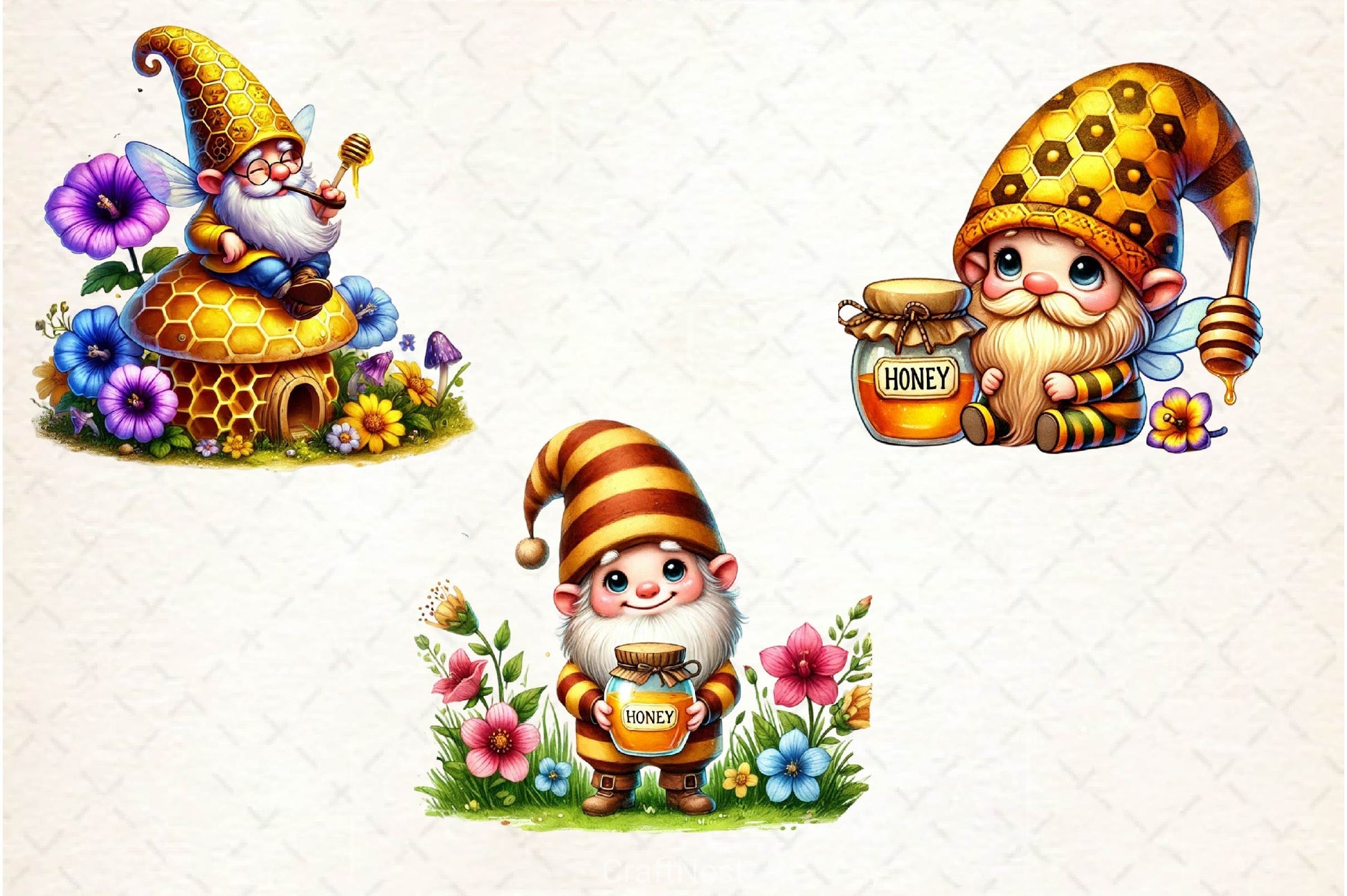 Honey Bee Gnome Clipart Bundle 5 - CraftNest - Digital Crafting and Art