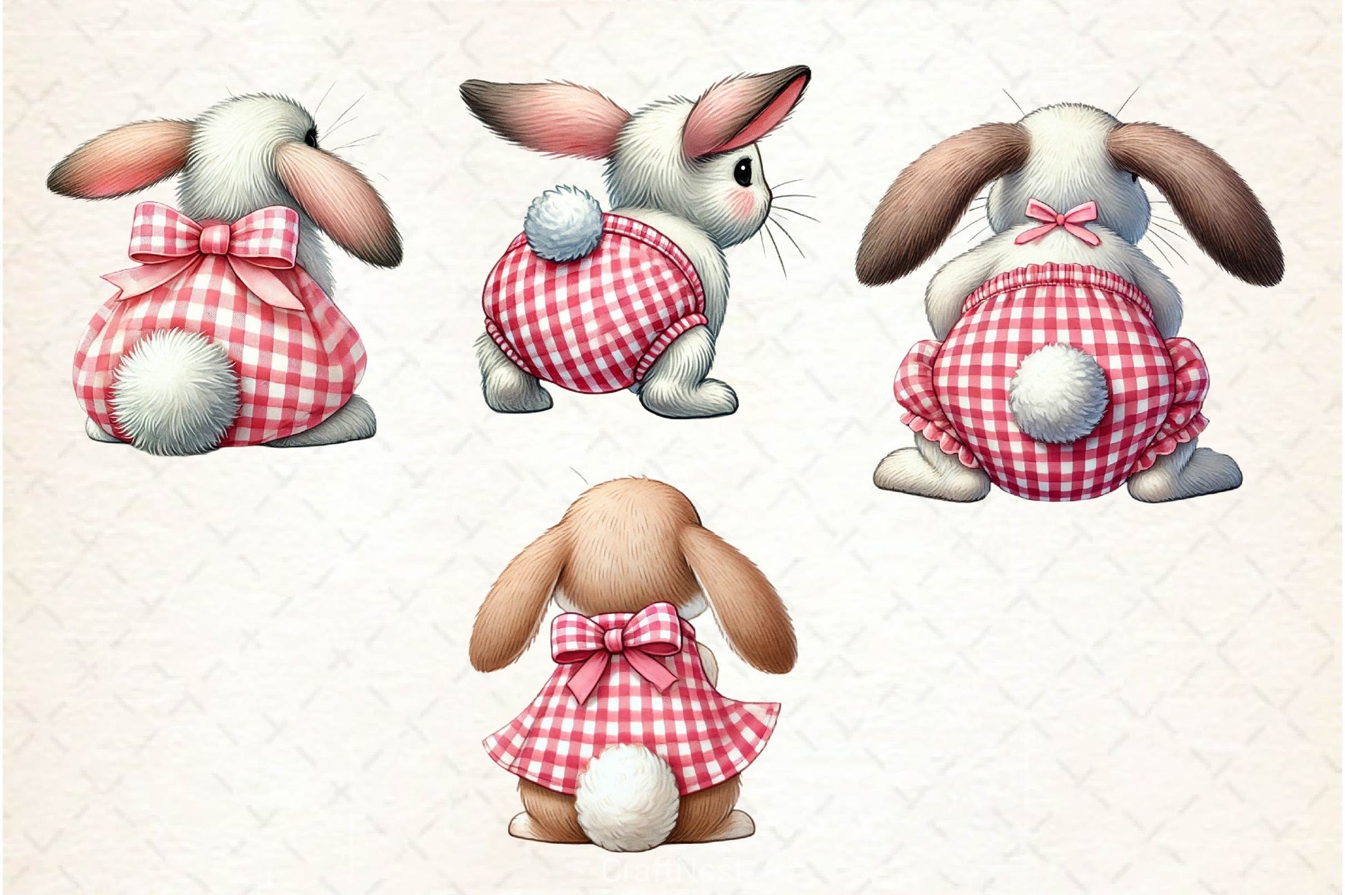 Cute Bunny Butt Clipart Bundle - CraftNest - Digital Crafting and Art
