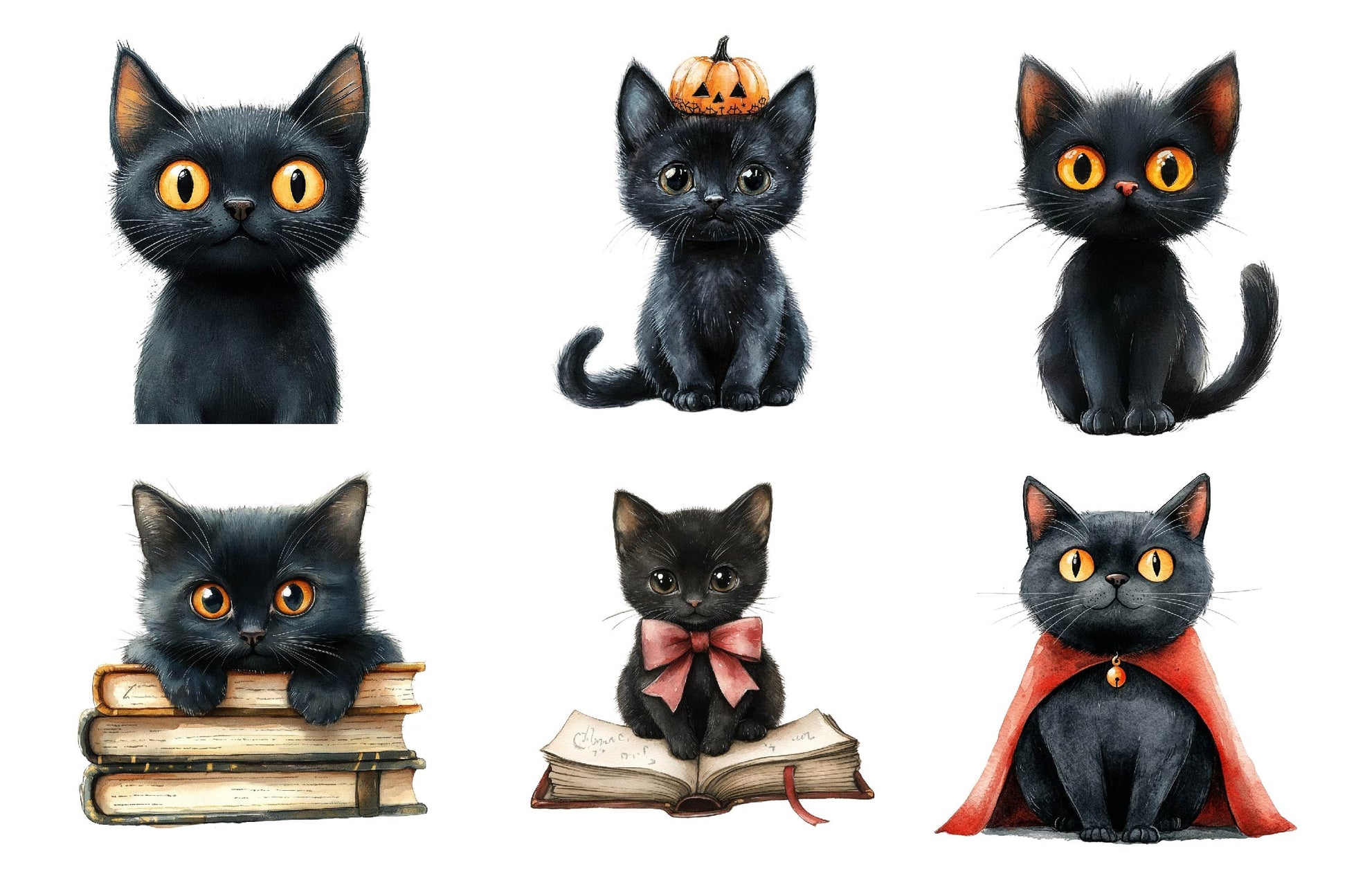 Cute Halloween Black Cats Clipart Bundle 3 - CraftNest - Digital Crafting and Art
