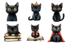 Cute Halloween Black Cats Clipart Bundle 3 - CraftNest - Digital Crafting and Art