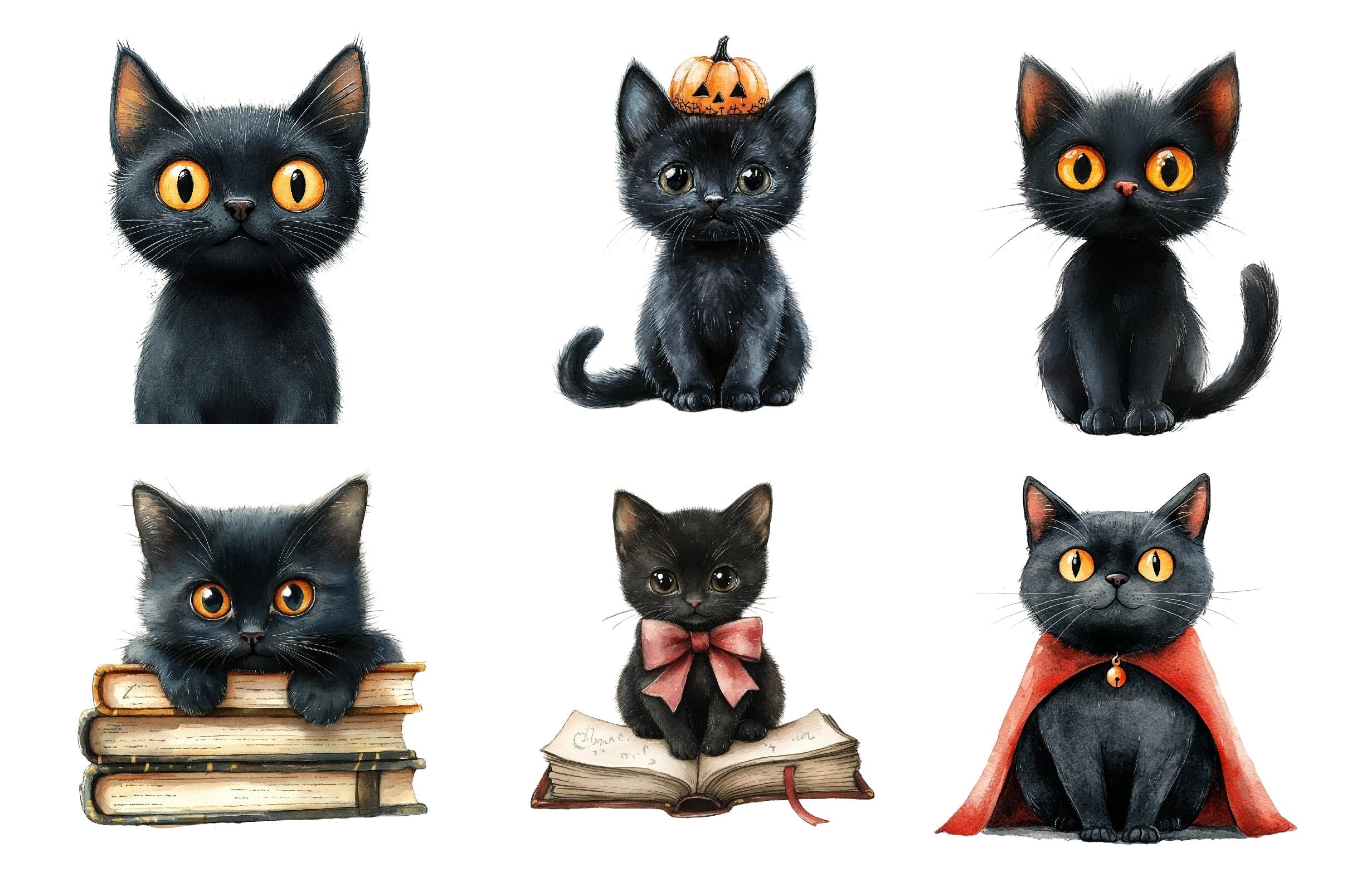 Cute Halloween Black Cats Clipart Bundle 3 - CraftNest - Digital Crafting and Art
