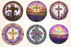 Lavender Blessing & Cross Faux Stained Glass Clipart Bundle - CraftNest - Digital Crafting and Art