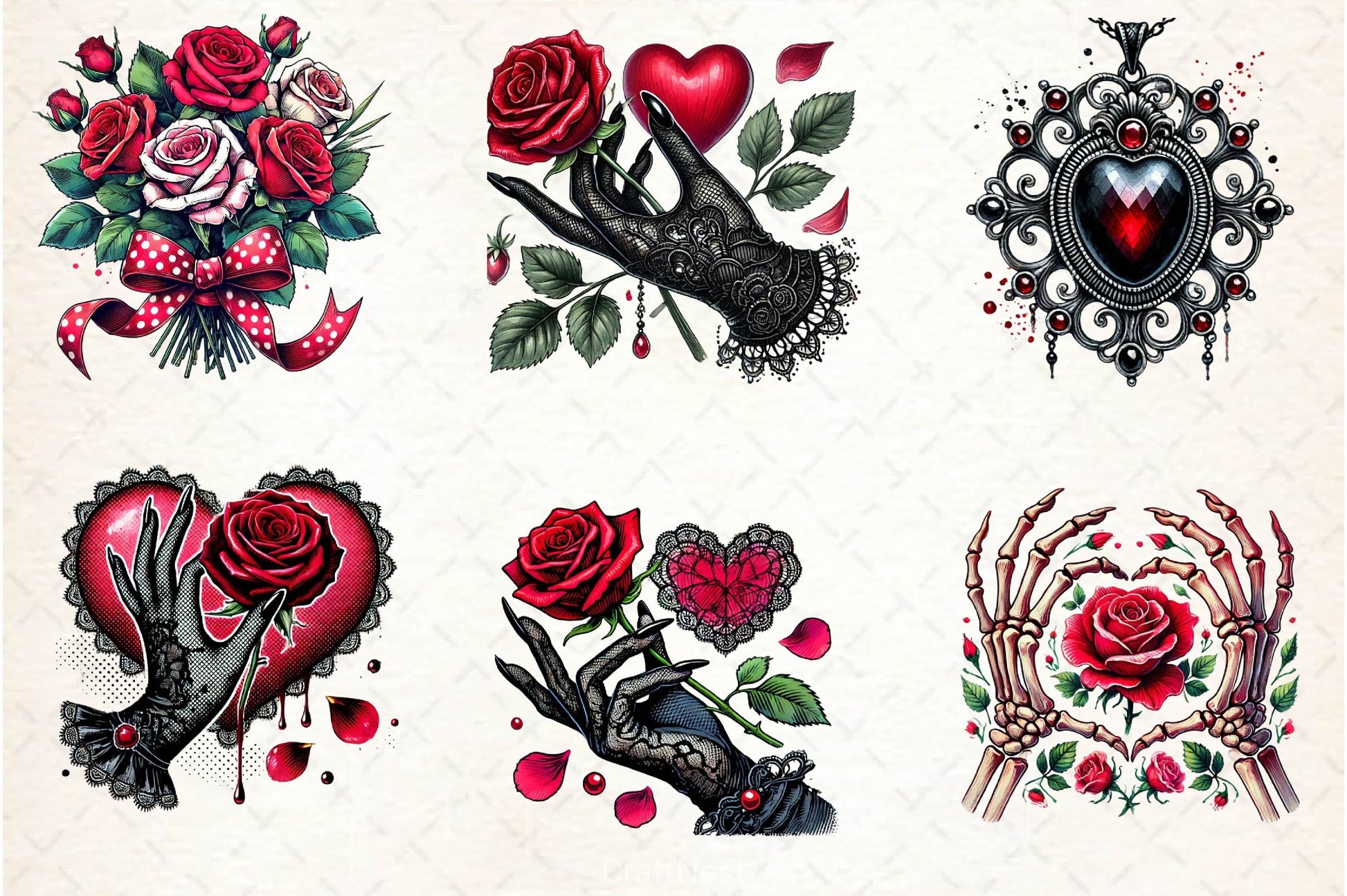 Love Gothic Valentines Day Clipart Bundle - CraftNest - Digital Crafting and Art