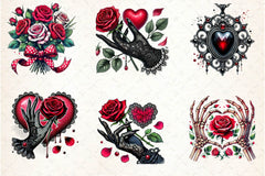 Love Gothic Valentines Day Clipart Bundle - CraftNest - Digital Crafting and Art