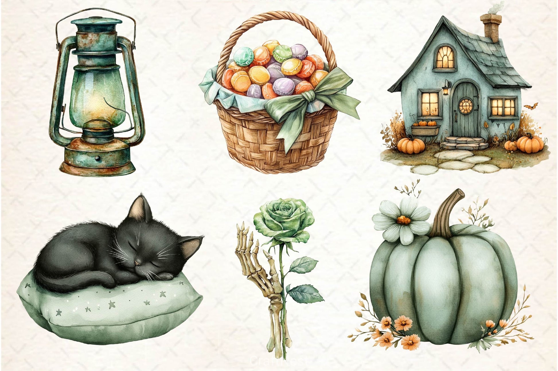 Sage Green Halloween Clipart Bundle - CraftNest - Digital Crafting and Art