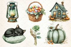 Sage Green Halloween Clipart Bundle - CraftNest - Digital Crafting and Art