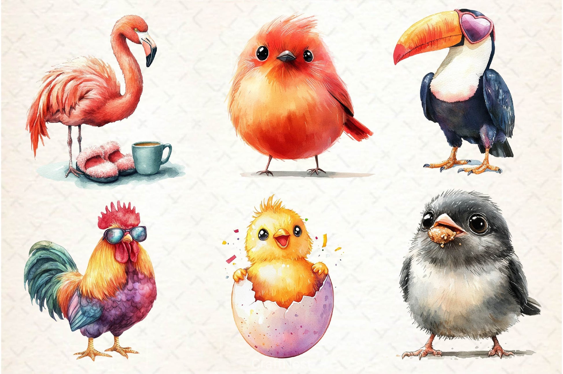 Cute Quirky Funny Birds Clipart Bundle 2 - CraftNest - Digital Crafting and Art