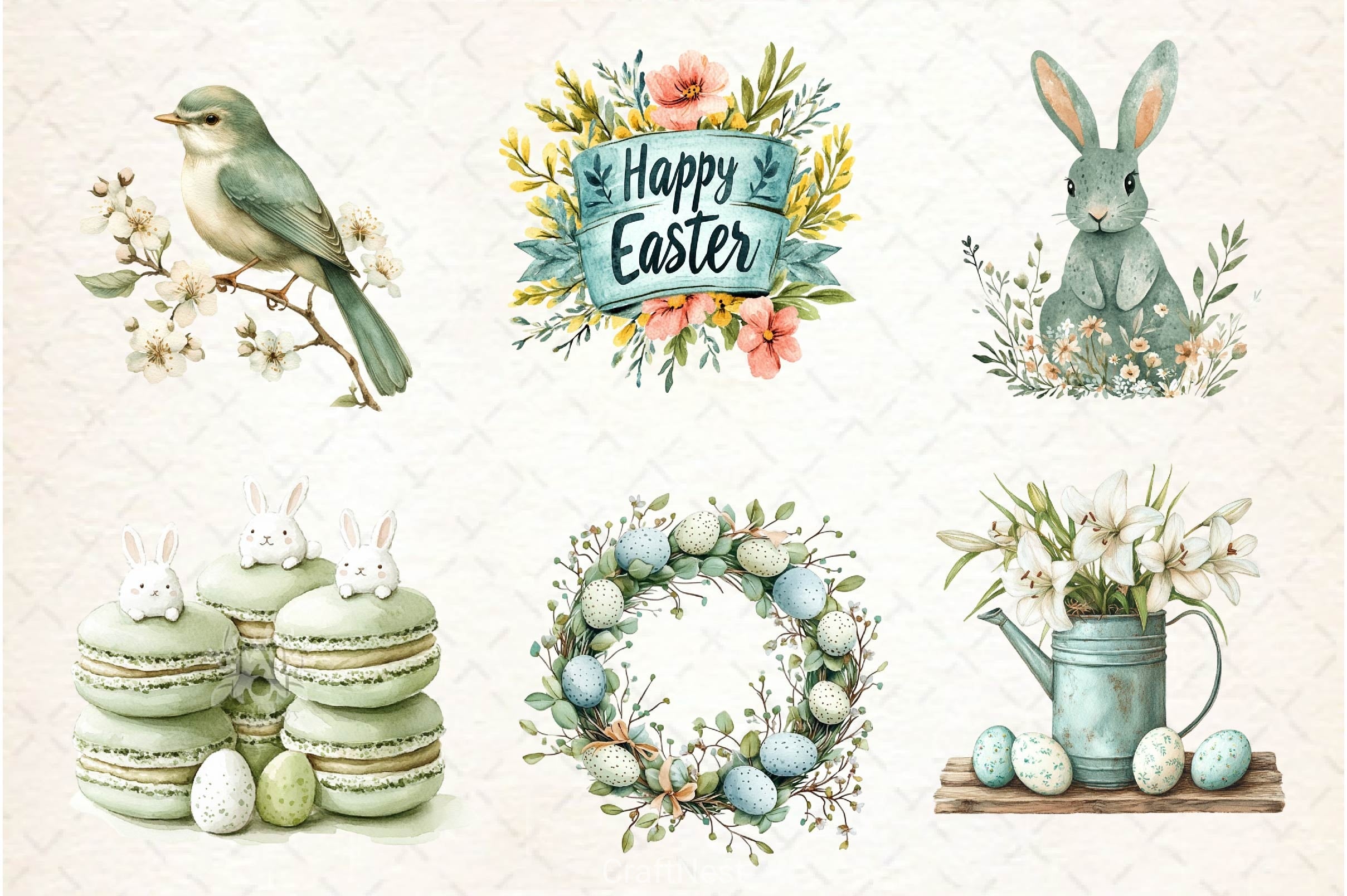 Sage Green Easter Clipart Bundle - CraftNest - Digital Crafting and Art