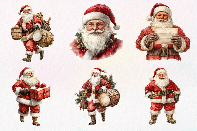 Vintage Santa Claus Clipart Bundle - CraftNest - Digital Crafting and Art