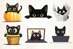 Black Cat Peeking Clipart Bundle 3 - CraftNest - Digital Crafting and Art