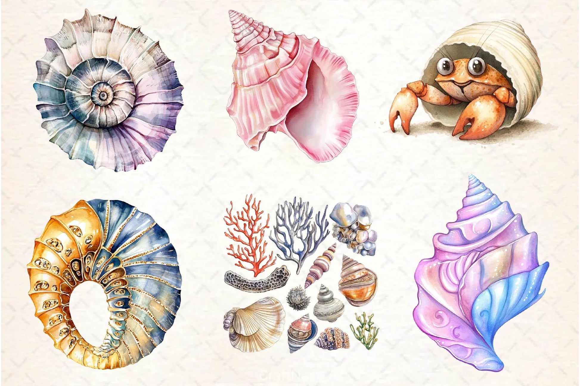 Summer Seashell Clipart Bundle 2 - CraftNest - Digital Crafting and Art