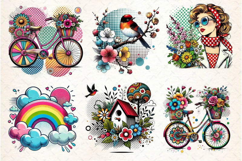 Pop Art Spring Day Clipart Bundle - CraftNest - Digital Crafting and Art