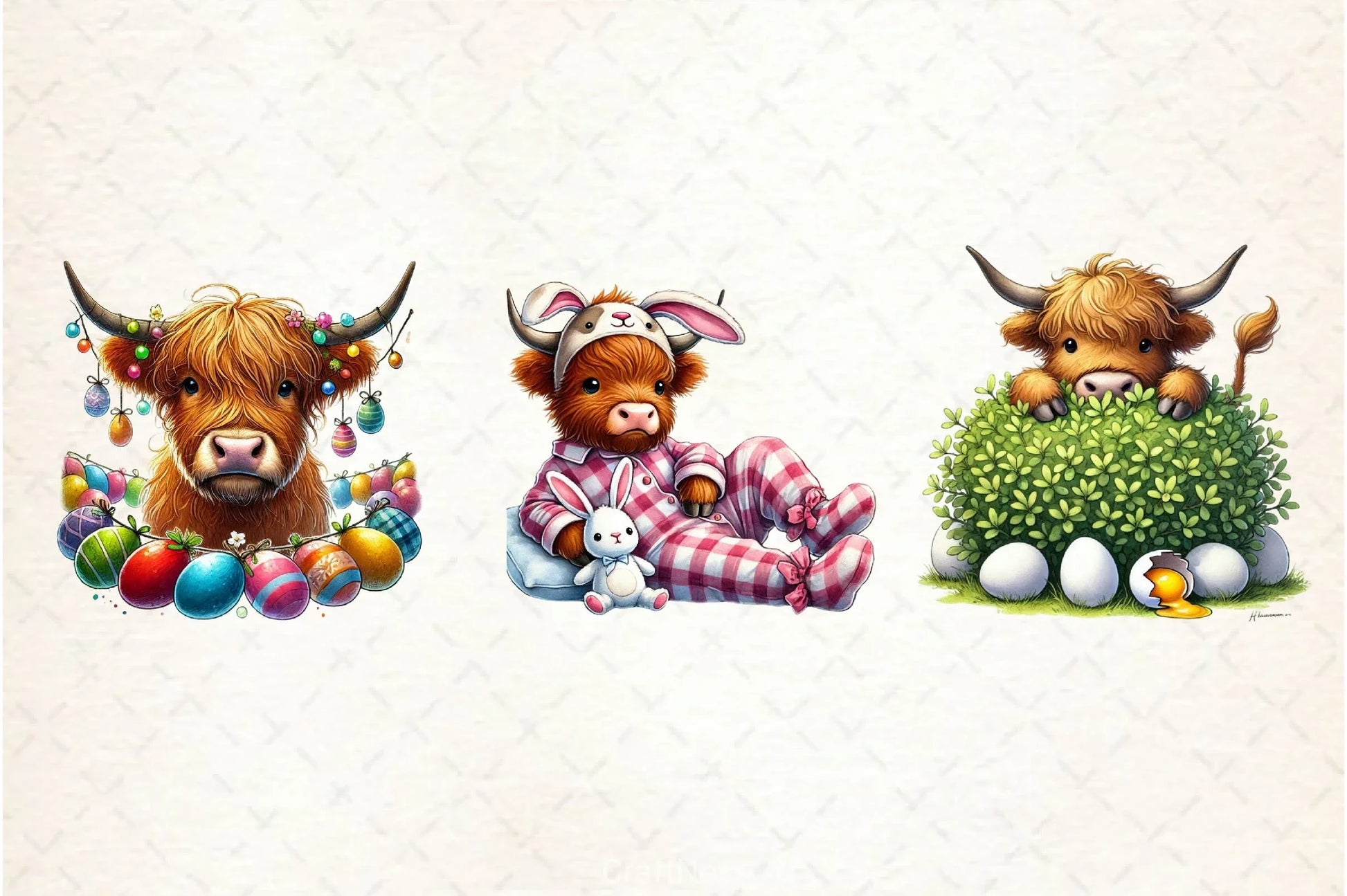 Easter Highland Cow Clipart Bundle 4 - CraftNest - Digital Crafting and Art
