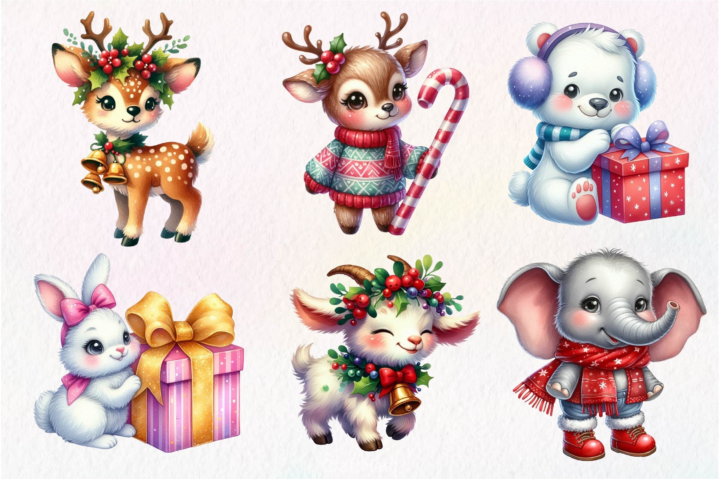 Christmas Cute Animals Clipart Bundle - CraftNest - Digital Crafting and Art