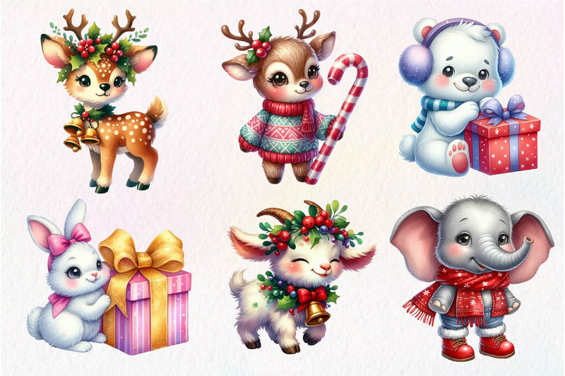 Christmas Cute Animals Clipart Bundle - CraftNest - Digital Crafting and Art