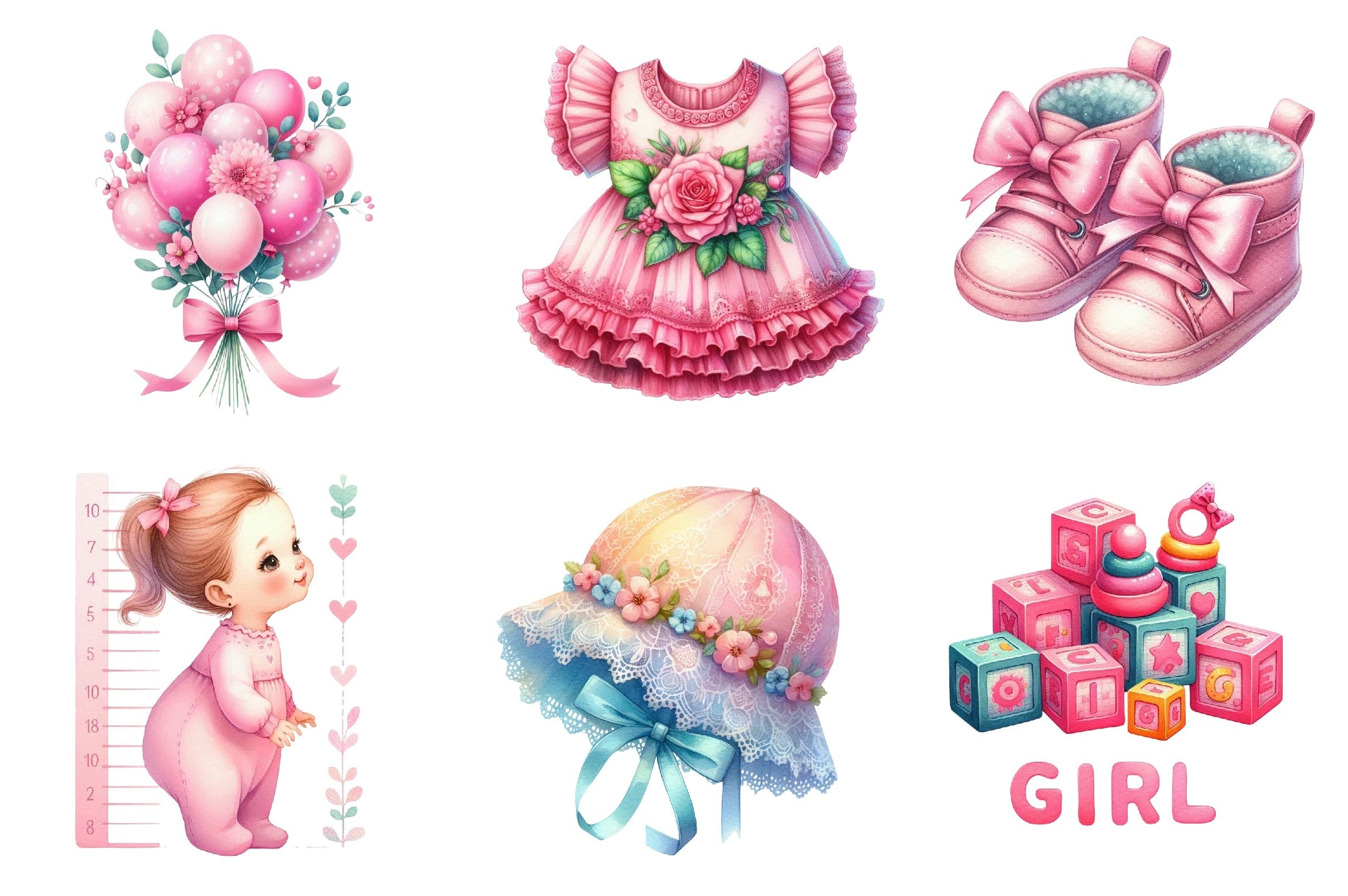 Pink Baby Girl Nursery Clipart Bundle 4 - CraftNest - Digital Crafting and Art