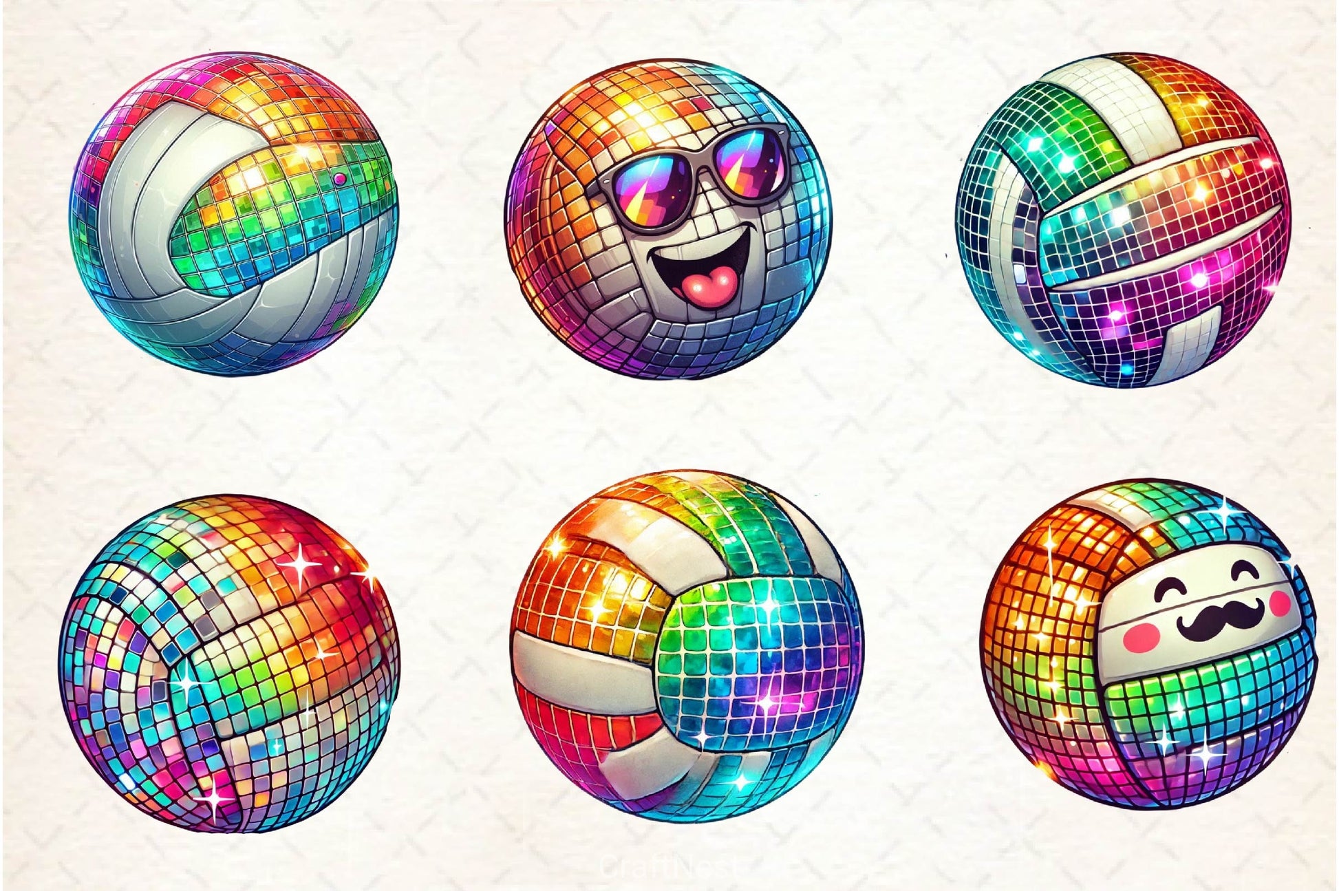 Disco Volleyball Clipart Bundle 2 - CraftNest - Digital Crafting and Art