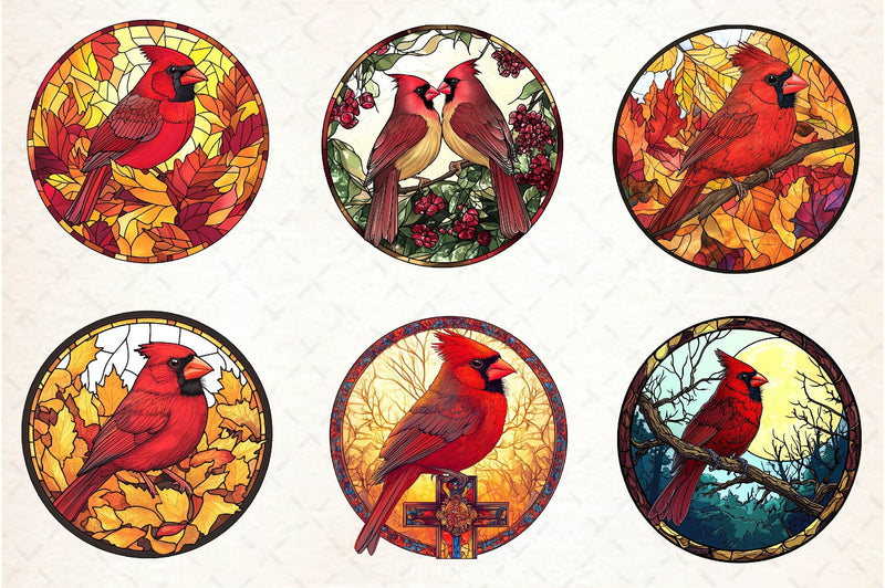 Stained Glass Cardinal Bird Wind Spinner Clipart Bundle - CraftNest - Digital Crafting and Art