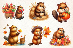 Autumn Cute Beaver Clipart Bundle 2 - CraftNest - Digital Crafting and Art