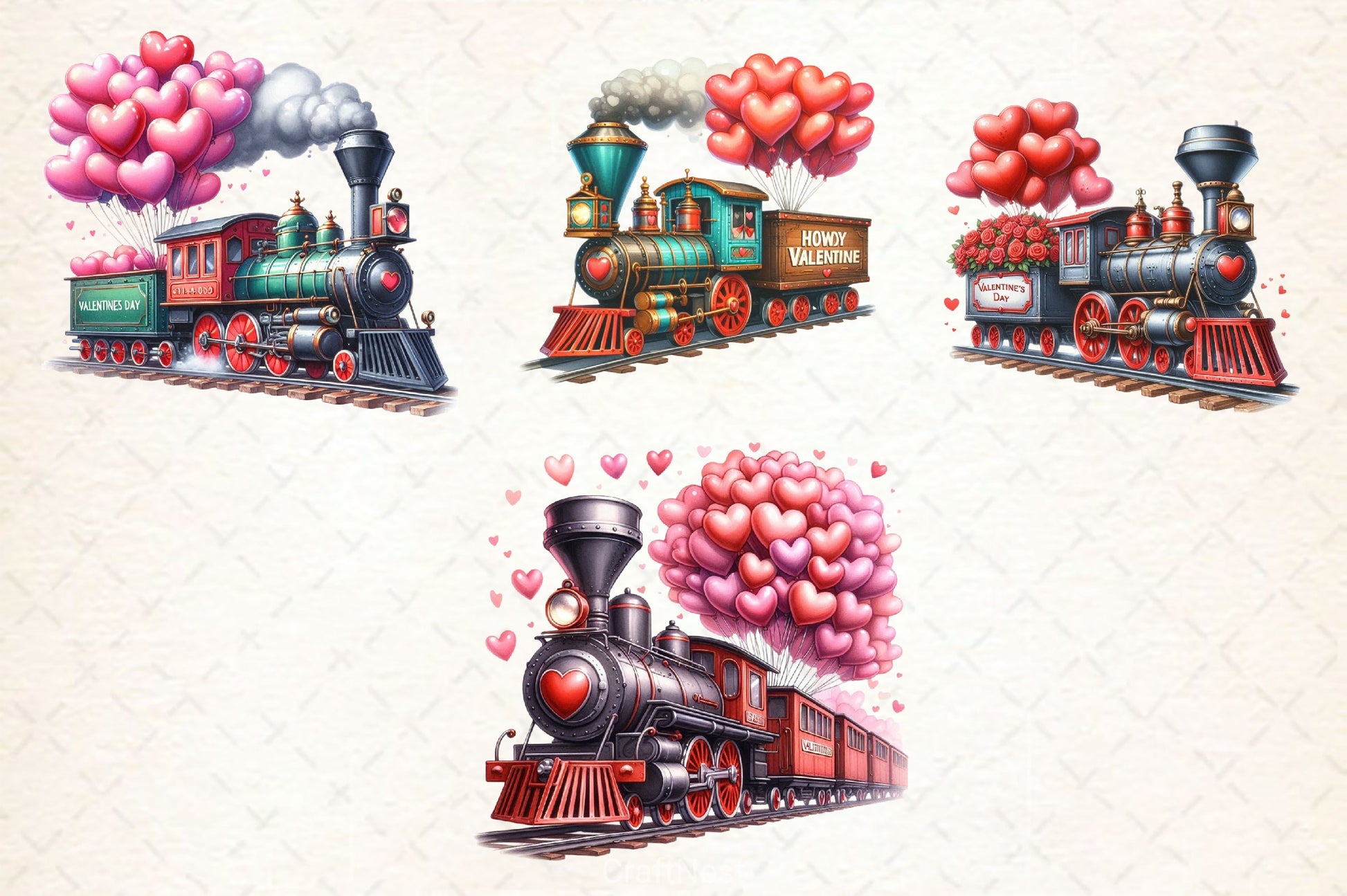 Valentine's Train Clipart Bundle 3 - CraftNest - Digital Crafting and Art