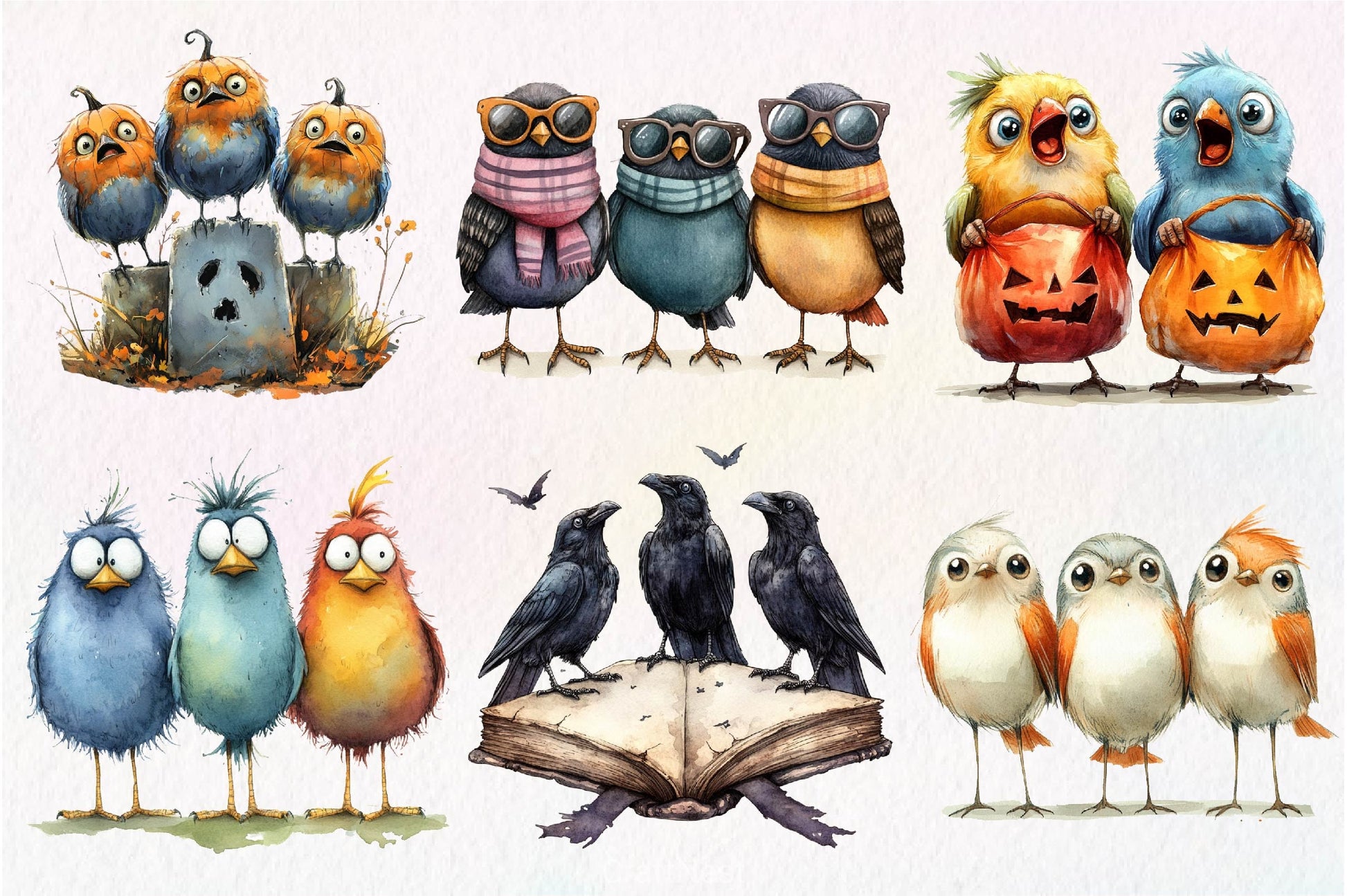 Halloween Quirky Birds Clipart Bundle - CraftNest - Digital Crafting and Art