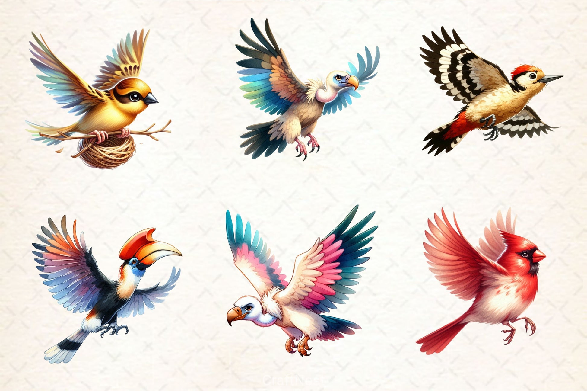 Wild Flying Birds Clipart Bundle - CraftNest - Digital Crafting and Art