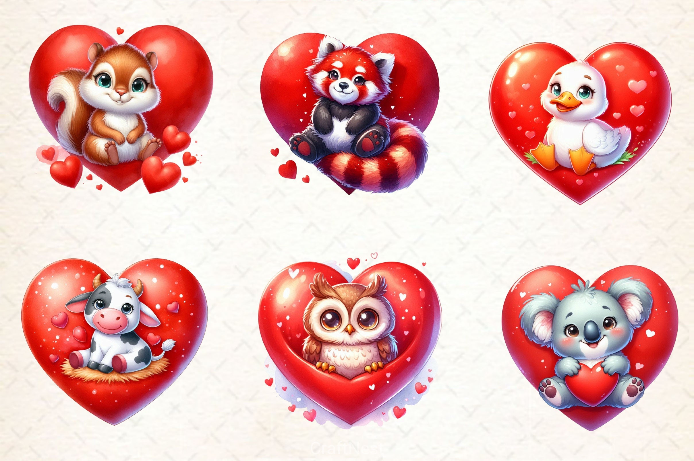 Valentine Animals Clipart Bundle - CraftNest - Digital Crafting and Art