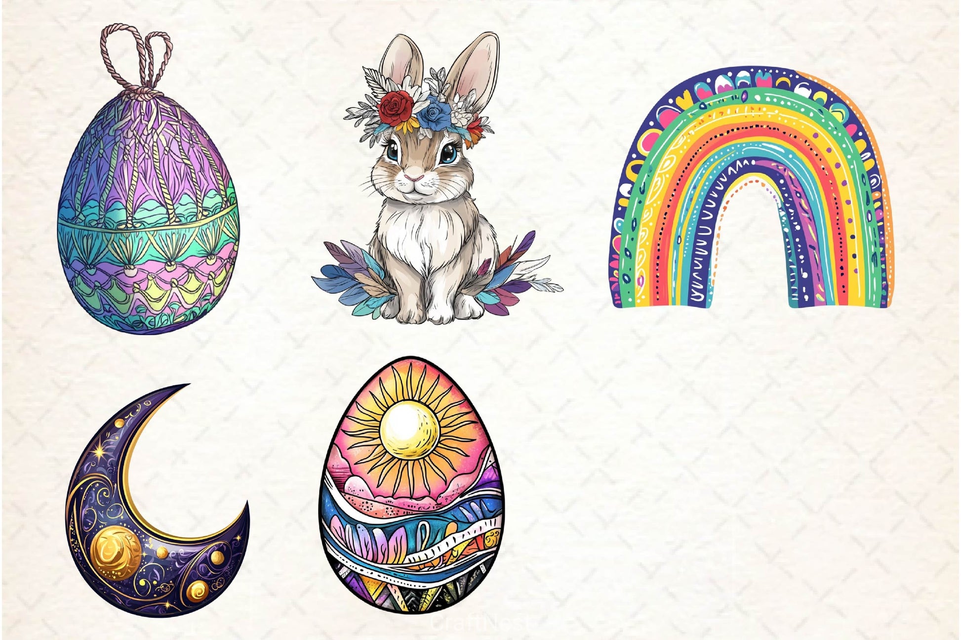 Boho Easter Clipart Bundle  8 - CraftNest - Digital Crafting and Art