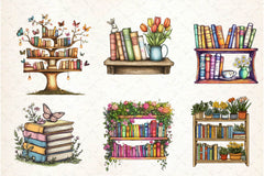 Spring Bookshelves Clipart Bundle - CraftNest - Digital Crafting and Art