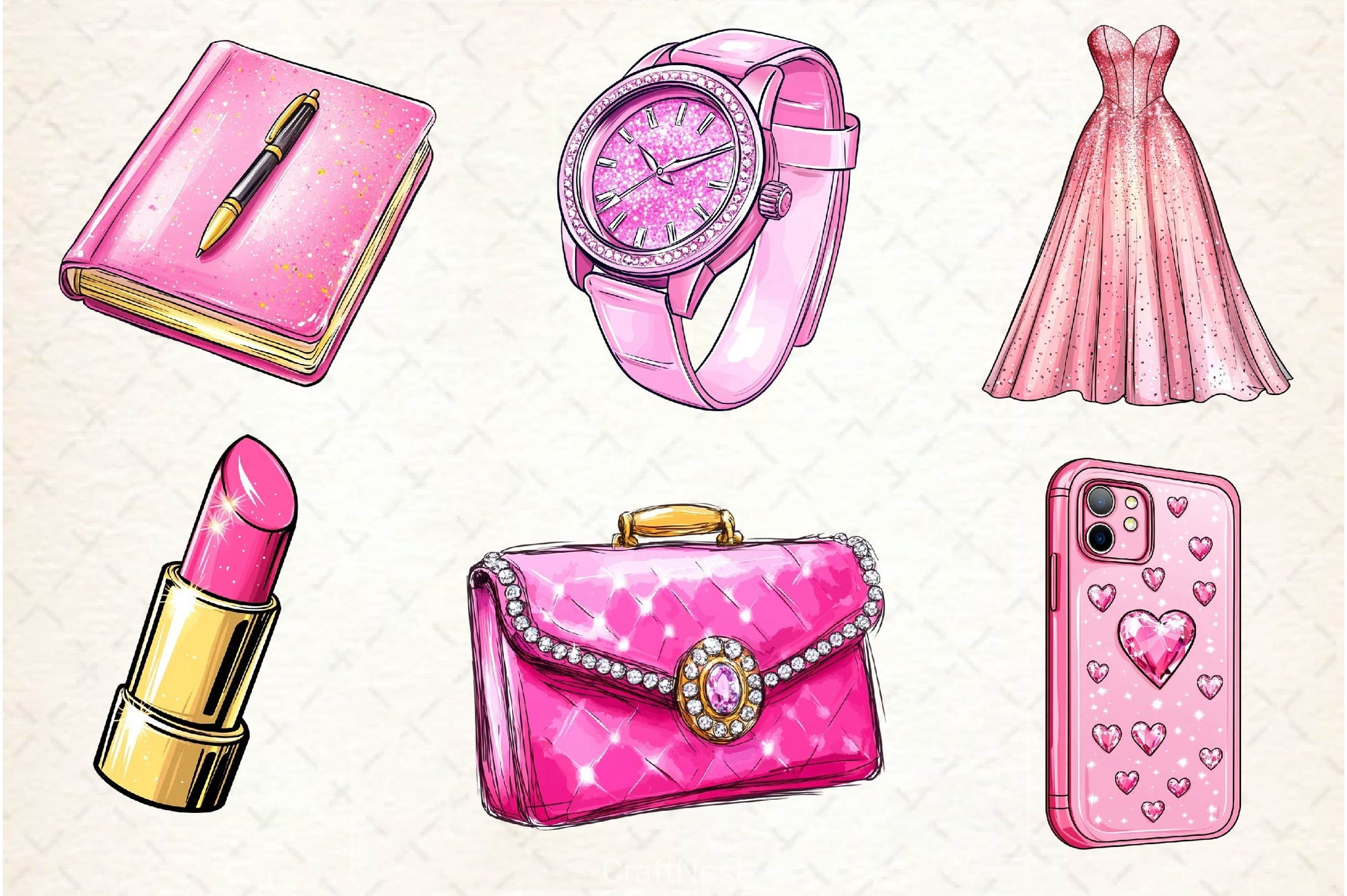 Glitter Pink Girl Clipart Bundle 2 - CraftNest - Digital Crafting and Art