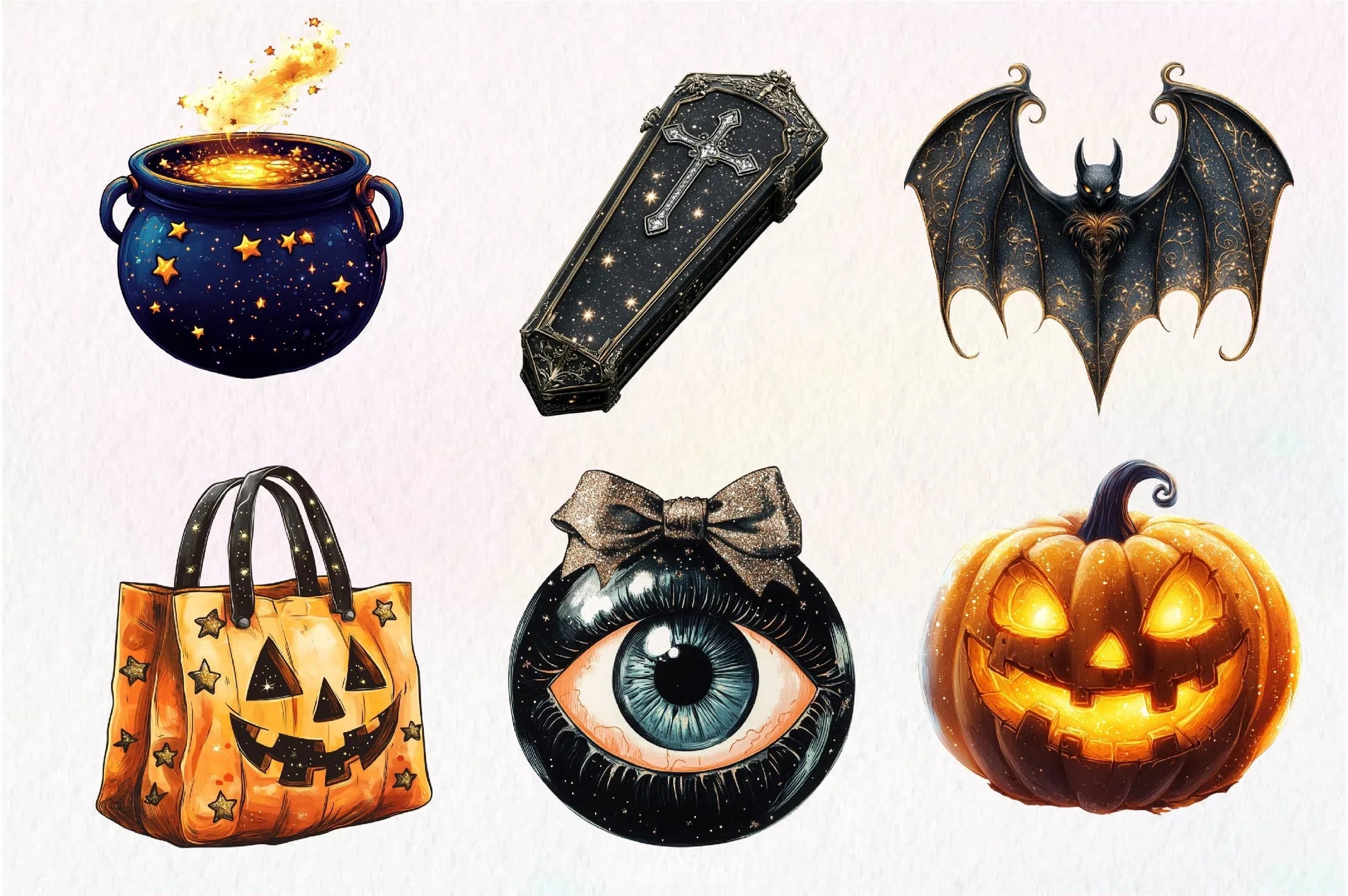 Vintage Glitter Halloween Clipart Bundle - CraftNest - Digital Crafting and Art