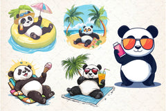 Funny Sunbathing Panda Clipart Bundle 2 - CraftNest - Digital Crafting and Art