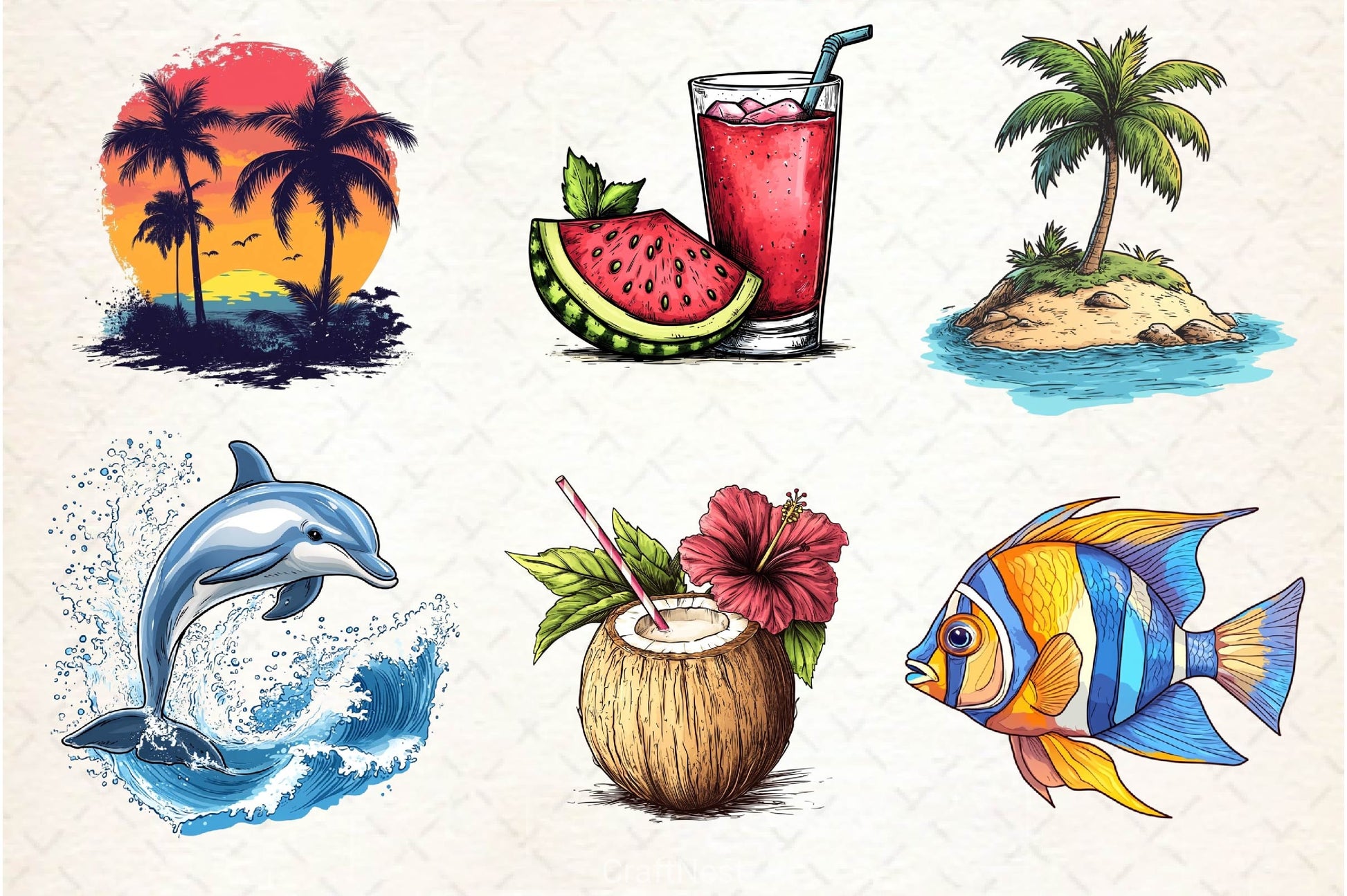 Tropical Summer Clipart Bundle 4 - CraftNest - Digital Crafting and Art
