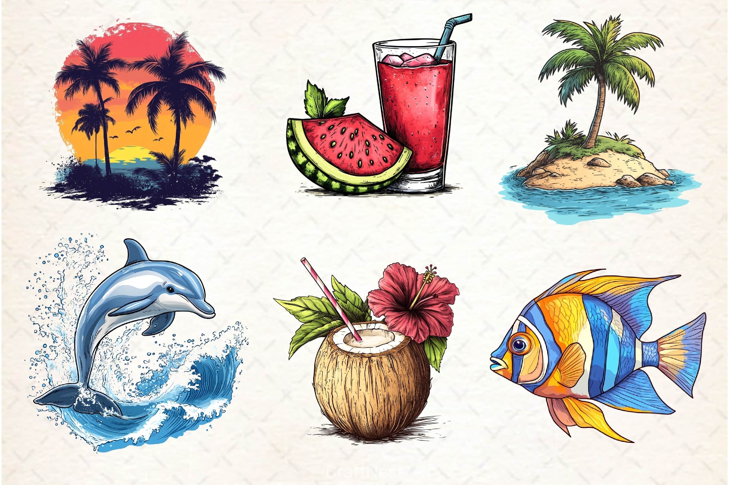 Tropical Summer Clipart Bundle 4 - CraftNest - Digital Crafting and Art